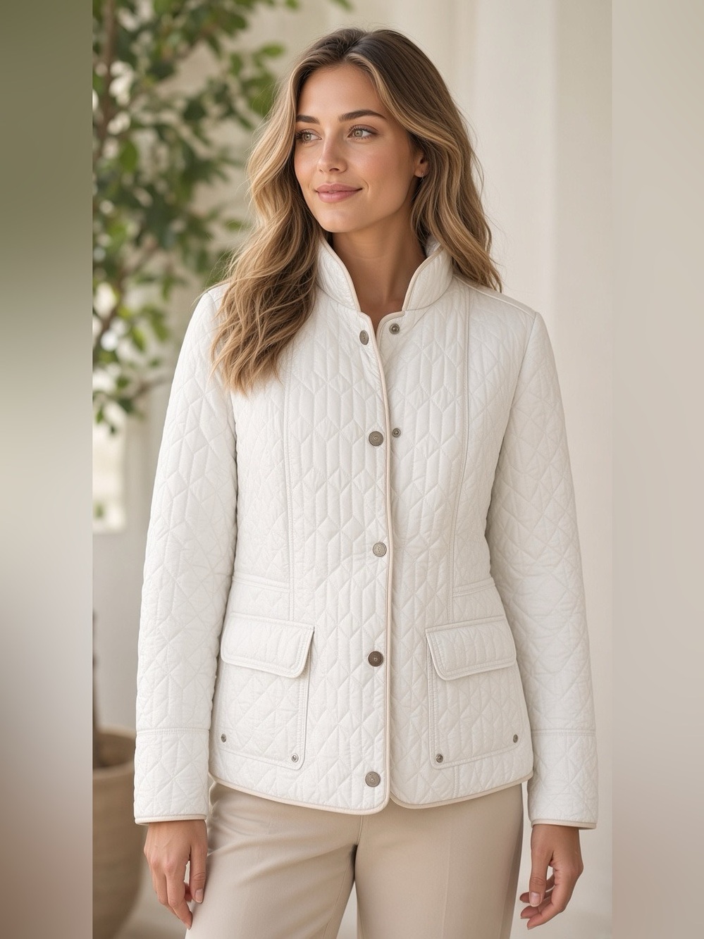 Weatherproof Women's Quilted Stand-Collar Walker Jacket - White